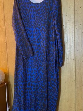 SHEIN Blue and Black Leopard Print Maxi Dress